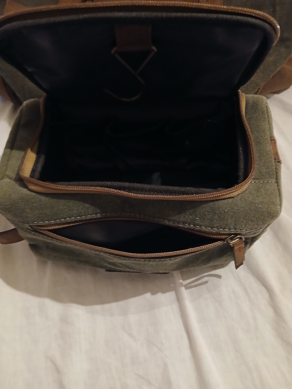 Myra Bag Olive Green Canvas & Brown Leather Weekender - Picture 4 of 16